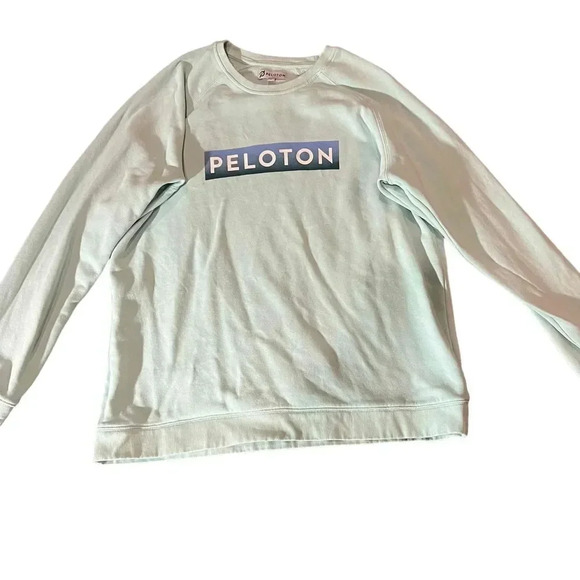 Peloton Womens Large Crew Neck Cycling Spell Out Logo Light Blue Sweatshirt - Picture 2 of 4